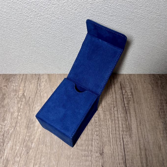 Caixa de empacotamento da camurça azul especial por atacado para a correia do grupo do relógio do relógio