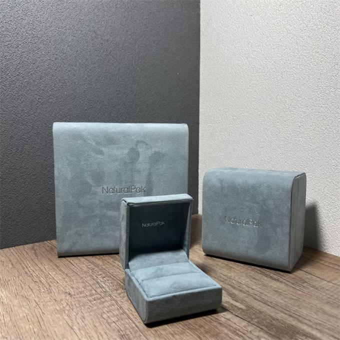 Caixa de presente azul da joia de Microfiber da parte alta