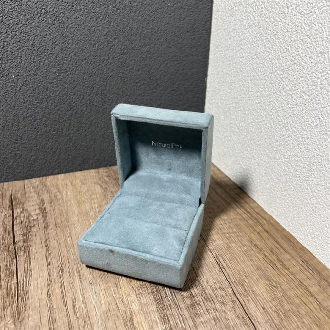 Caixa de presente azul da joia de Microfiber da parte alta