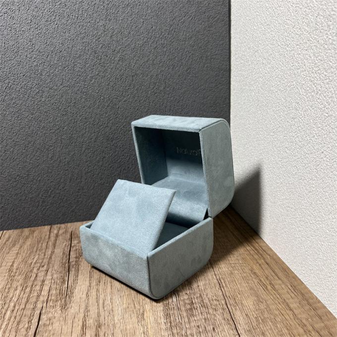 Caixa de presente azul da joia de Microfiber da parte alta