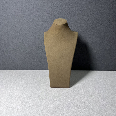 Busto pequeno médio do manequim da joia do suporte do suporte da colar de Microfiber de veludo de Brown