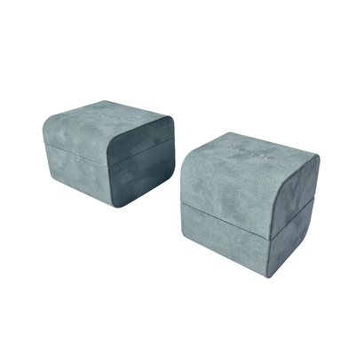Da joia luxuosa azul de Microfiber da parte alta caixas de presente de relógio quadradas opacas de empacotamento das caixas