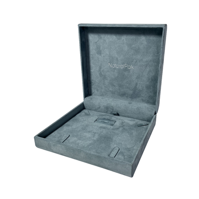 Da joia luxuosa azul de Microfiber da parte alta caixas de presente de relógio quadradas opacas de empacotamento das caixas