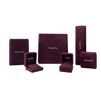 A colar macia coberta plástica de empacotamento Borgonha da pulseira do bracelete do pendente de Microfiber da caixa da joia luxuosa arredondou o canto
