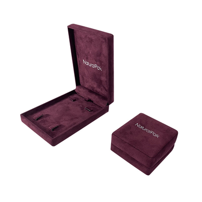 A colar macia coberta plástica de empacotamento Borgonha da pulseira do bracelete do pendente de Microfiber da caixa da joia luxuosa arredondou o canto