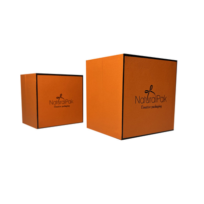 Duas partes tiram a caixa de papel com a laranja rígida de empacotamento baixa recessed de Hermes da caixa