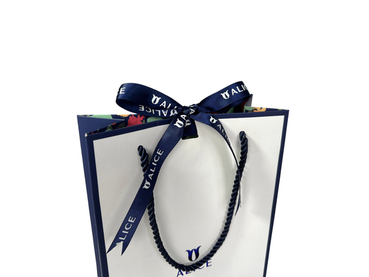 Saco de papel personalizado do presente de Logo White Blue Jewellery Handbags para a compra