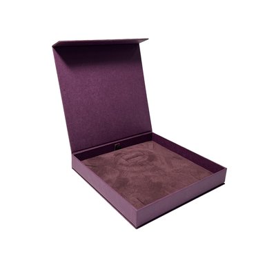 Caixa de presente de relógio de empacotamento do quadrado da caixa do ímã roxo branco do papel da luva para ele