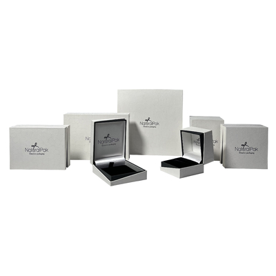 Fora da caixa de presente branca da joia do plutônio de Ring Packaging Boxes Clamshell do pendente