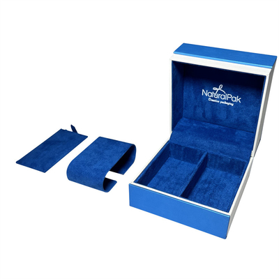 Guarda-joias de empacotamento da caixa de Sapphire Blue Plastic Luxury Watch para colares e brincos