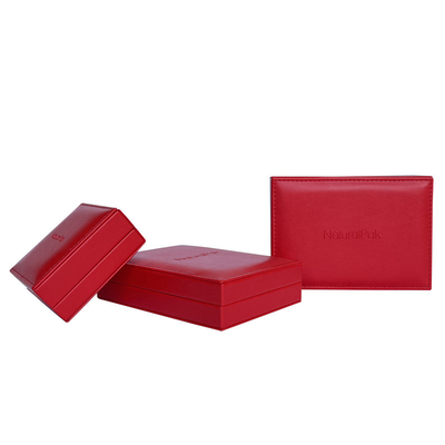 Caixas de moeda comemorativas do couro sintético vermelho feito sob encomenda 133*110*80mm