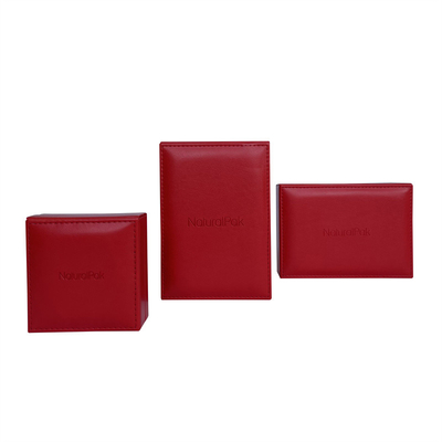 Caixas de moeda comemorativas do couro sintético vermelho feito sob encomenda 133*110*80mm