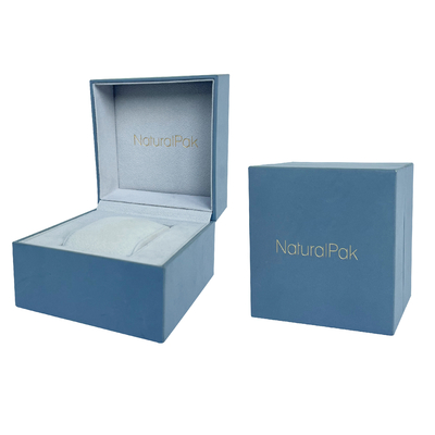 Claro - o suporte azul do relógio gravou Logo Watch And Bracelet Box