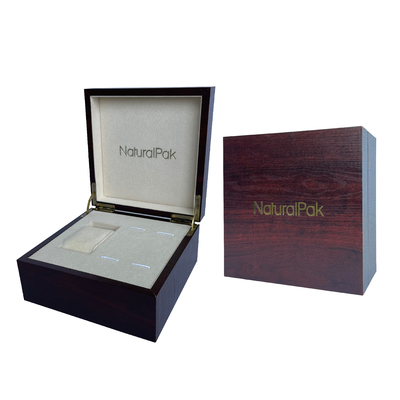 Metal de prata de empacotamento de papel de madeira vermelho feito sob encomenda Logo Watch Set Box da caixa do vinho