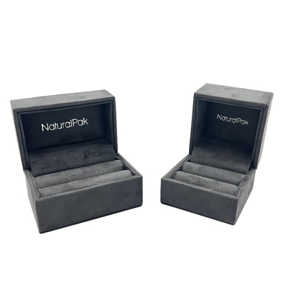 Grey Velvet Jewelry Packaging Box luxuoso para Ring Wedding Earring Pendant Necklace