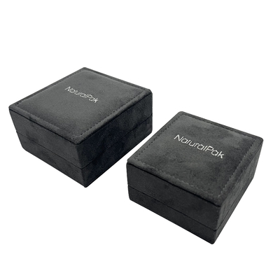 Grey Velvet Jewelry Packaging Box luxuoso para Ring Wedding Earring Pendant Necklace
