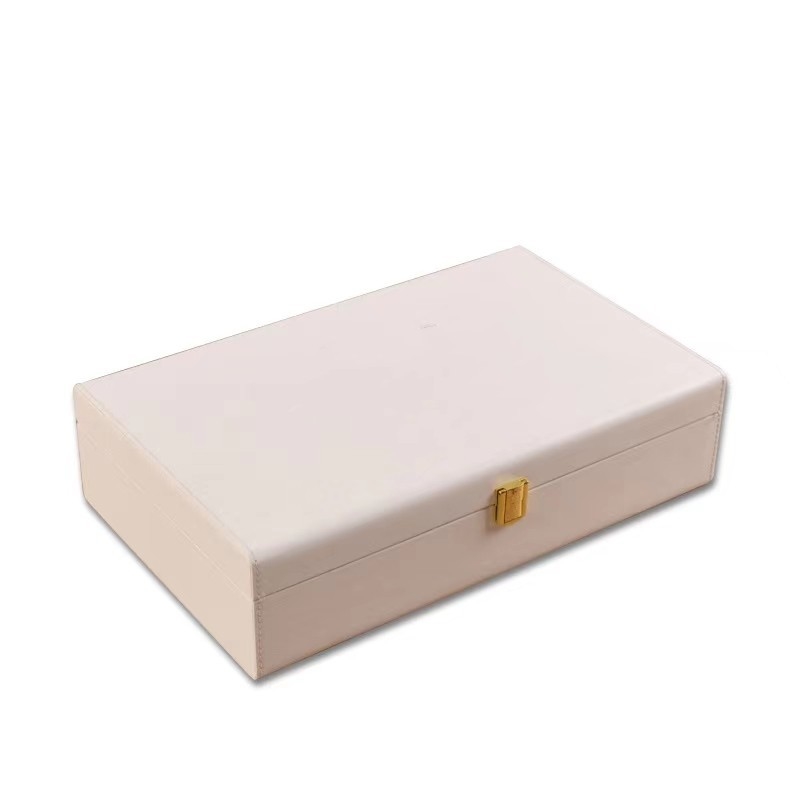 Caixa de armazenamento cosmética luxuosa personalizada do plutônio da cor do creme com fechamento